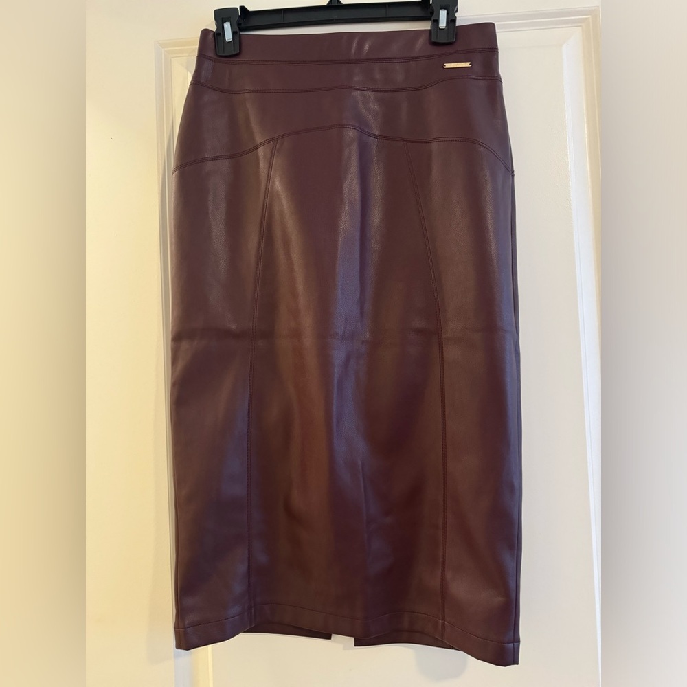 Marc New York Brown Burgundy Faux Leather Skirt